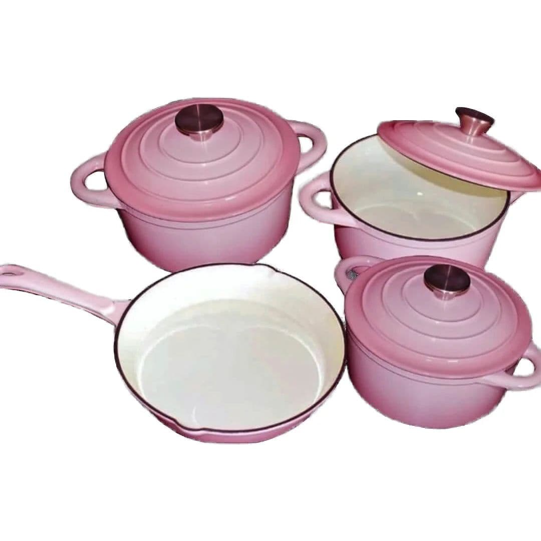 image-Cast Iron Enamel Round Fry Pan with Handle