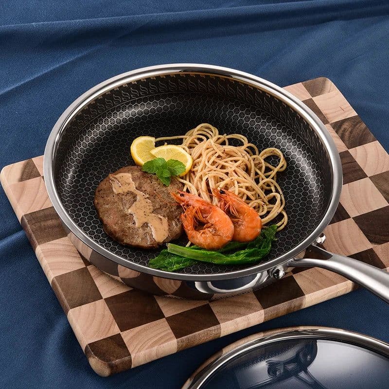 image-Zhongzhi 304 Stainless Steel Non-Stick Honeycomb Frying Pan