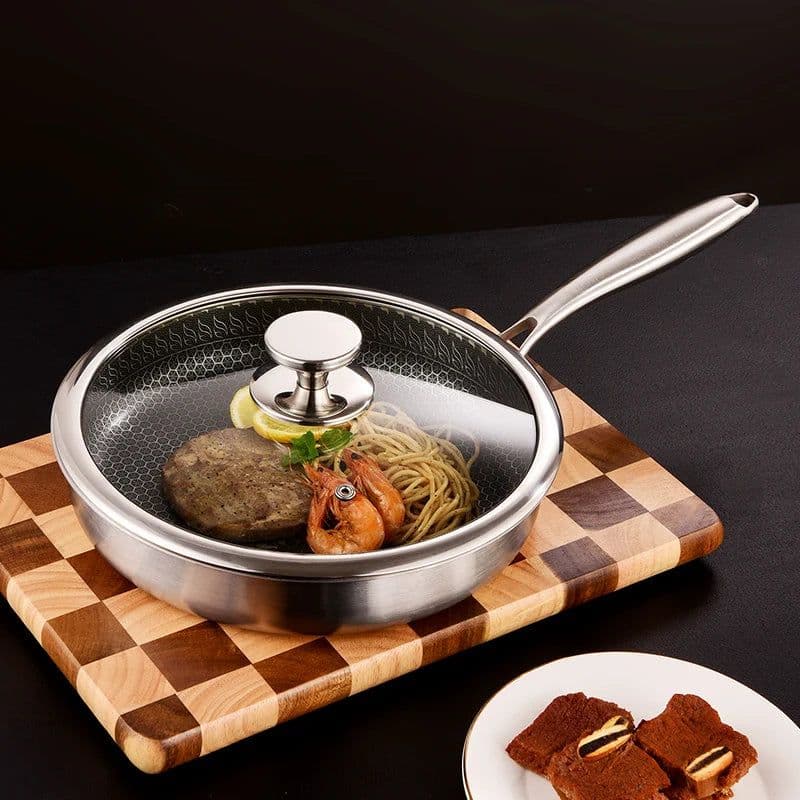 image-Zhongzhi 304 Stainless Steel Non-Stick Honeycomb Frying Pan