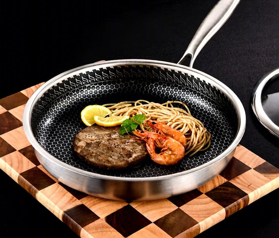 image-Zhongzhi 304 Stainless Steel Non-Stick Honeycomb Frying Pan