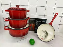image-UAKEEN 7-Piece Enamel Cast Iron Cookware Set with Lids