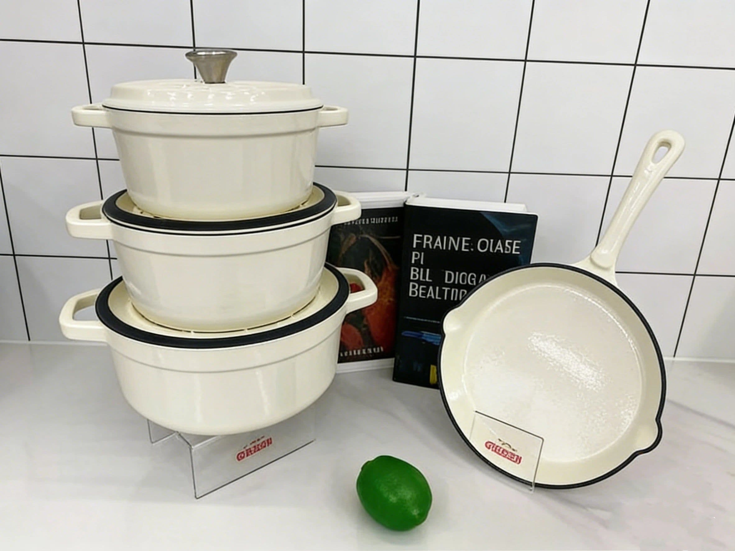 image-UAKEEN 7-Piece Enamel Cast Iron Cookware Set with Lids