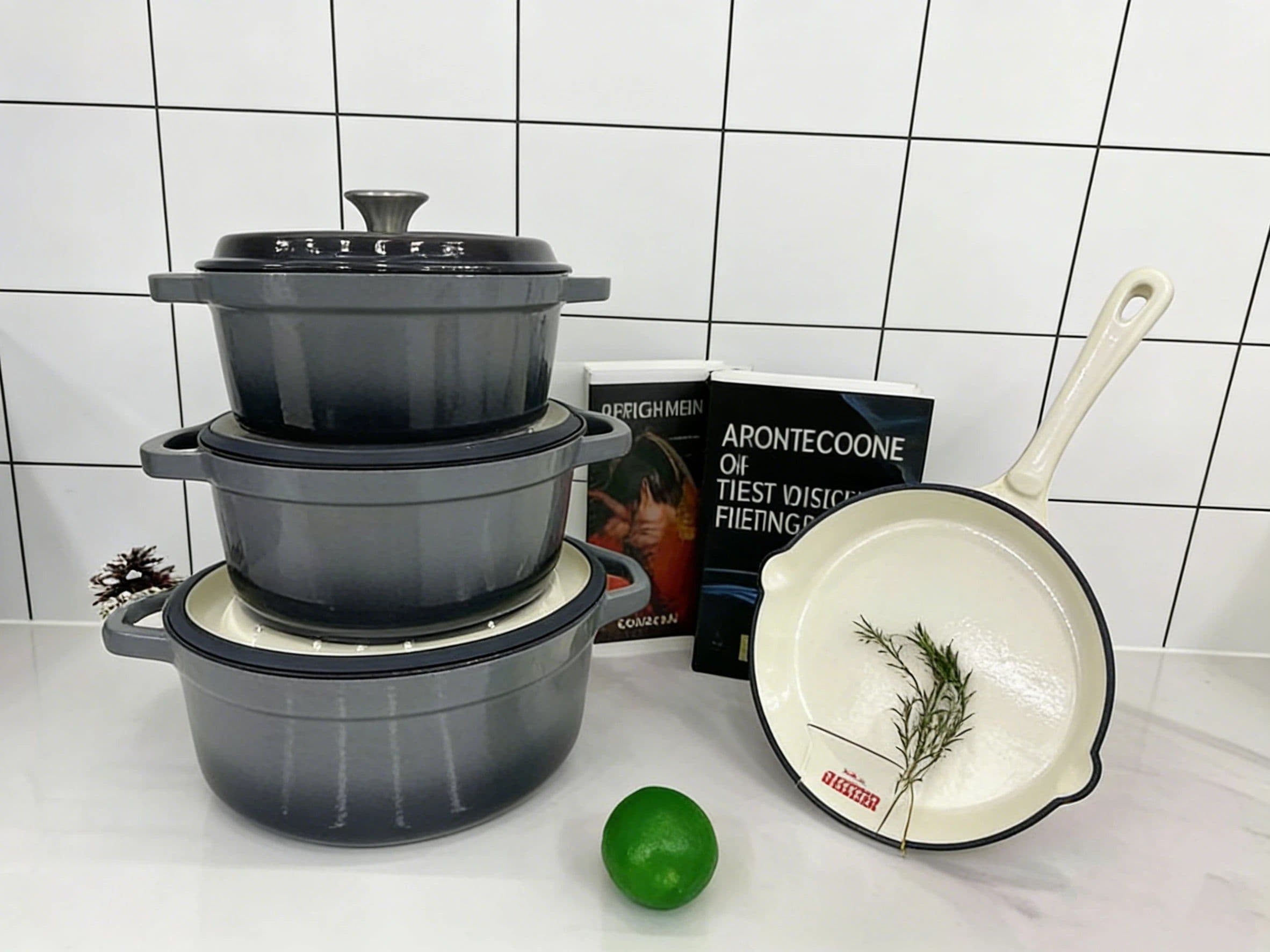 image-UAKEEN 7-Piece Enamel Cast Iron Cookware Set with Lids