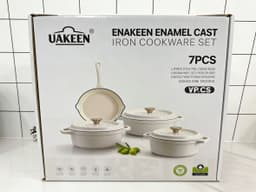 image-UAKEEN 7-Piece Enamel Cast Iron Cookware Set with Lids