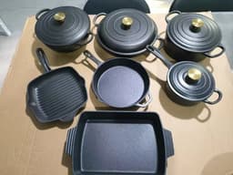 image-YANZHIYUAN 11-Piece Enamel Cast Iron Cookware Set