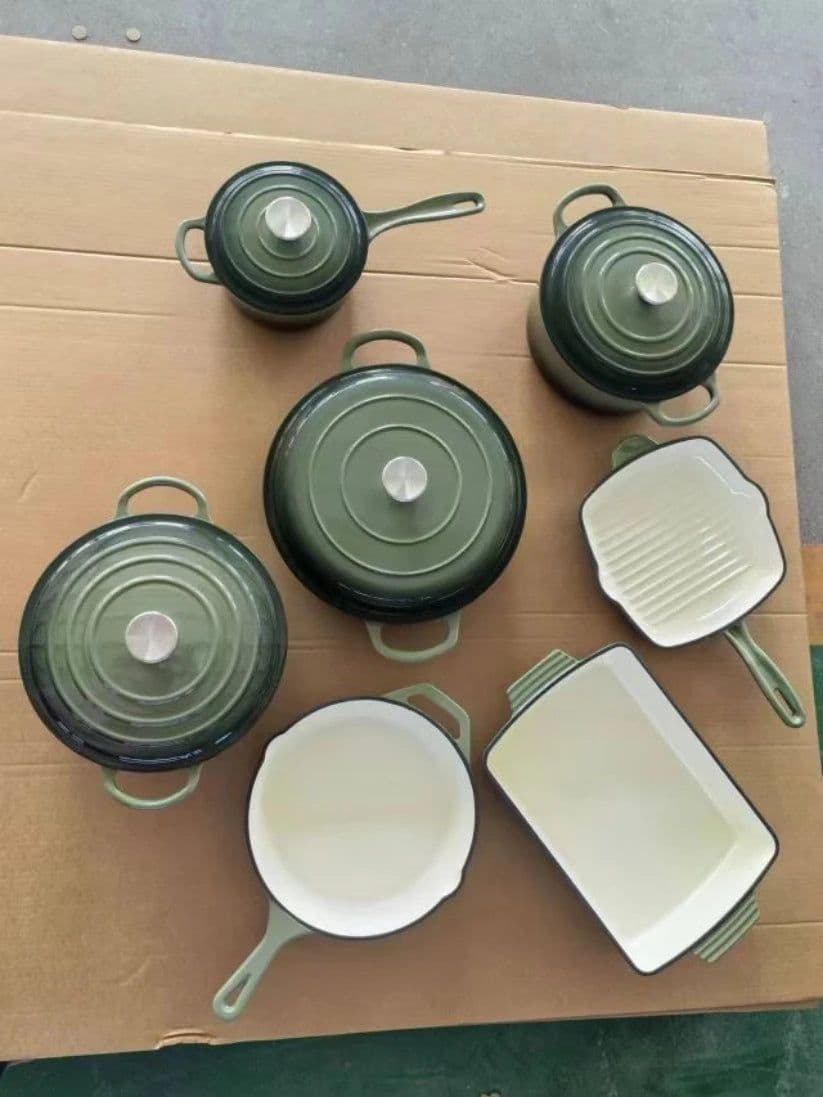 image-YANZHIYUAN 11-Piece Enamel Cast Iron Cookware Set