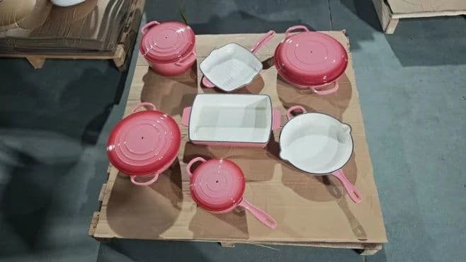 image-YANZHIYUAN 11-Piece Enamel Cast Iron Cookware Set