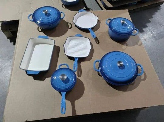 image-YANZHIYUAN 11-Piece Enamel Cast Iron Cookware Set