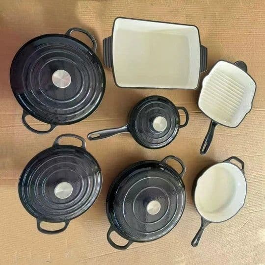 image-YANZHIYUAN 11-Piece Enamel Cast Iron Cookware Set