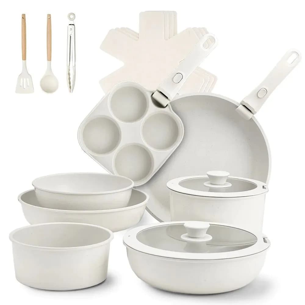 image-Aluminum Non-Stick Cookware Set 5-Piece Detachable Handle