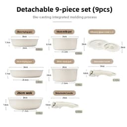 image-Aluminum Non-Stick Cookware Set 5-Piece Detachable Handle