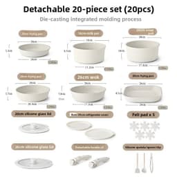 image-Aluminum Non-Stick Cookware Set 5-Piece Detachable Handle
