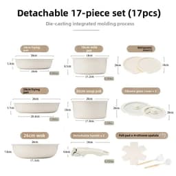 image-Aluminum Non-Stick Cookware Set 5-Piece Detachable Handle
