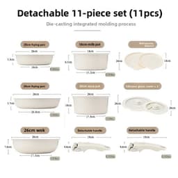 image-Aluminum Non-Stick Cookware Set 5-Piece Detachable Handle