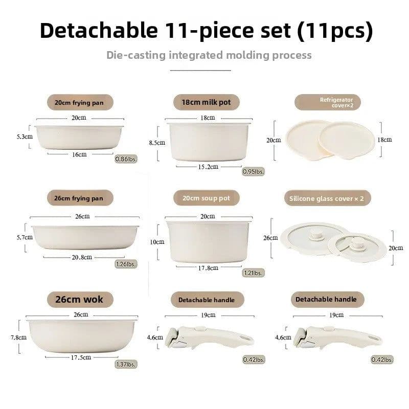 image-Aluminum Non-Stick Cookware Set 5-Piece Detachable Handle