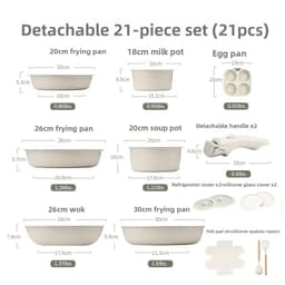 image-Aluminum Non-Stick Cookware Set 5-Piece Detachable Handle