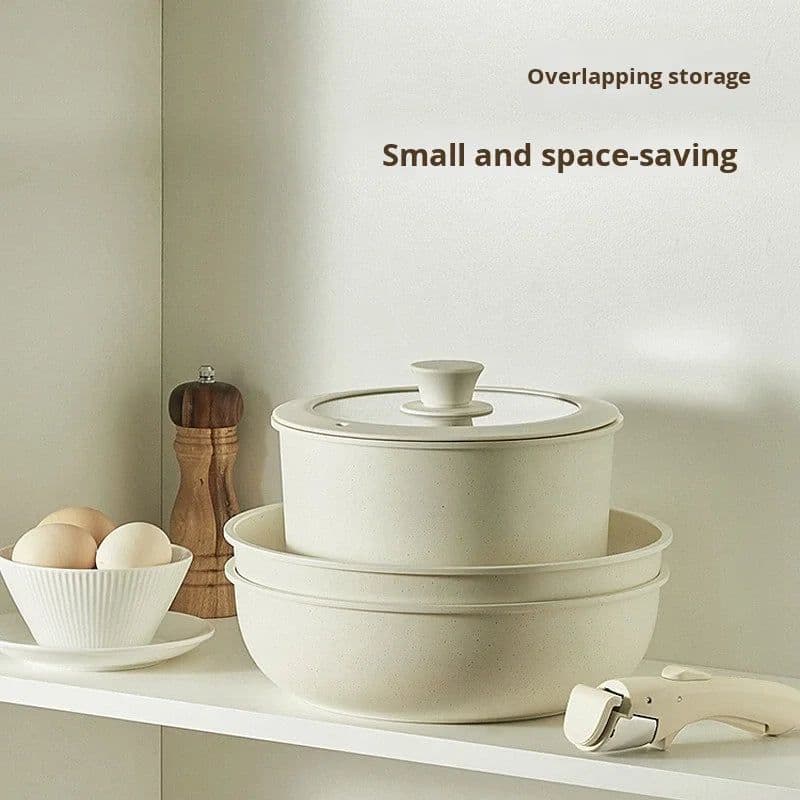 image-Aluminum Non-Stick Cookware Set 5-Piece Detachable Handle