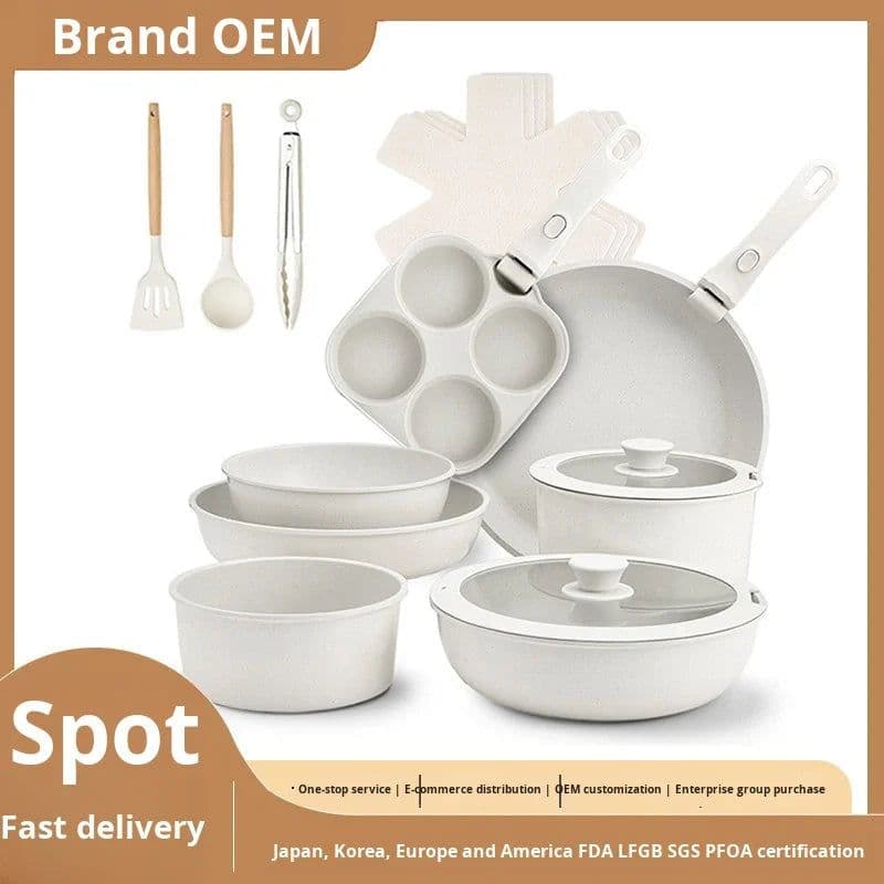image-Aluminum Non-Stick Cookware Set 5-Piece Detachable Handle