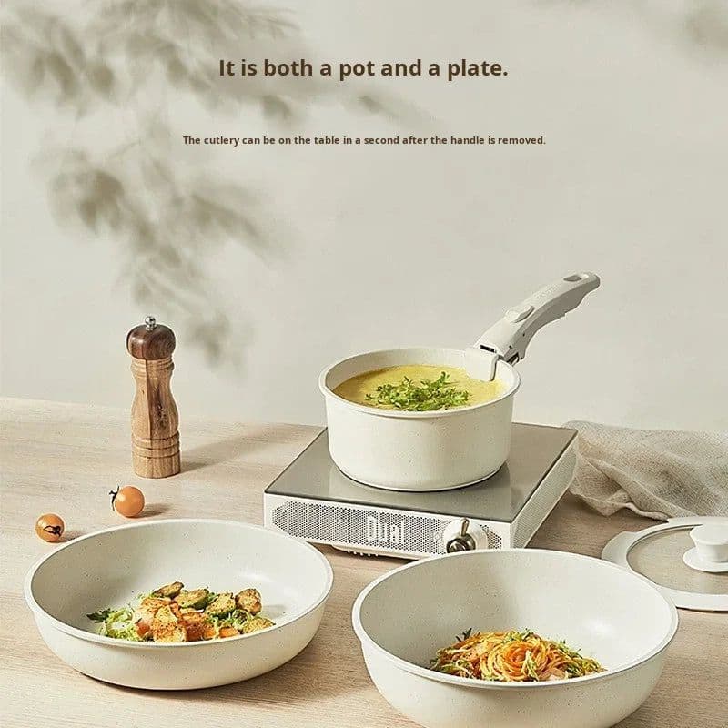 image-Aluminum Non-Stick Cookware Set 5-Piece Detachable Handle