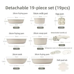 image-Aluminum Non-Stick Cookware Set 5-Piece Detachable Handle