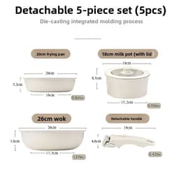 image-Aluminum Non-Stick Cookware Set 5-Piece Detachable Handle