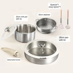 image-316 Stainless Steel 3-Piece Cookware Set, 28cm Fry Pan