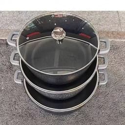 image-14-Piece Aluminum Alloy Non-Stick Cookware Set with Glass Lids