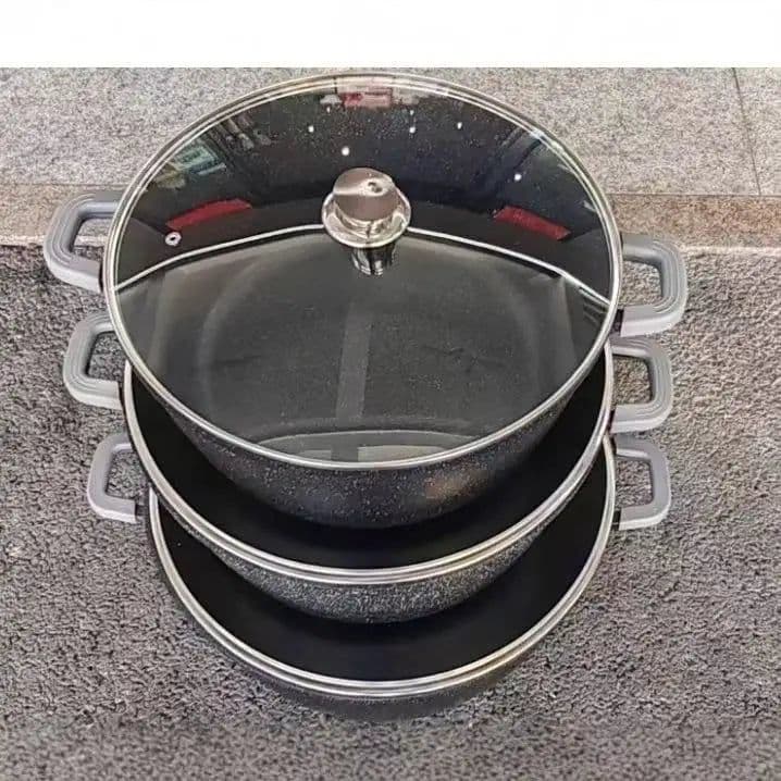 image-14-Piece Aluminum Alloy Non-Stick Cookware Set with Glass Lids