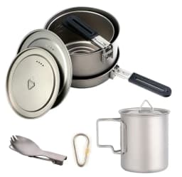 image-Sencer Titanium Camping Cookware Set 6-Piece