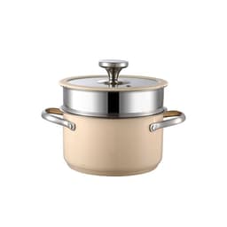image-PUCOHOUSE 304 Stainless Steel Ceramic Stockpot with Glass Cover
