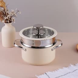 image-PUCOHOUSE 304 Stainless Steel Ceramic Stockpot with Glass Cover