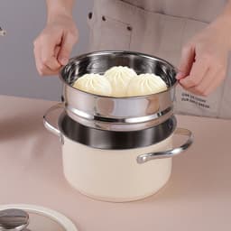 image-PUCOHOUSE 304 Stainless Steel Ceramic Stockpot with Glass Cover