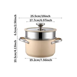 image-PUCOHOUSE 304 Stainless Steel Ceramic Stockpot with Glass Cover