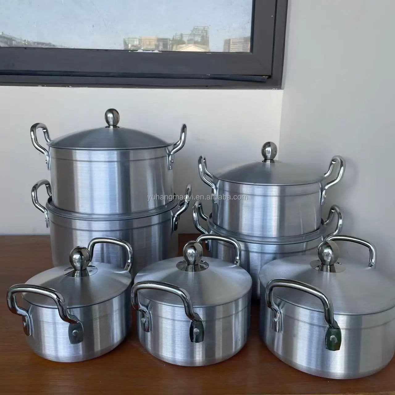 image-RTS Heavy Gauge Aluminum Soup Pot Cookware Set 6-Piece