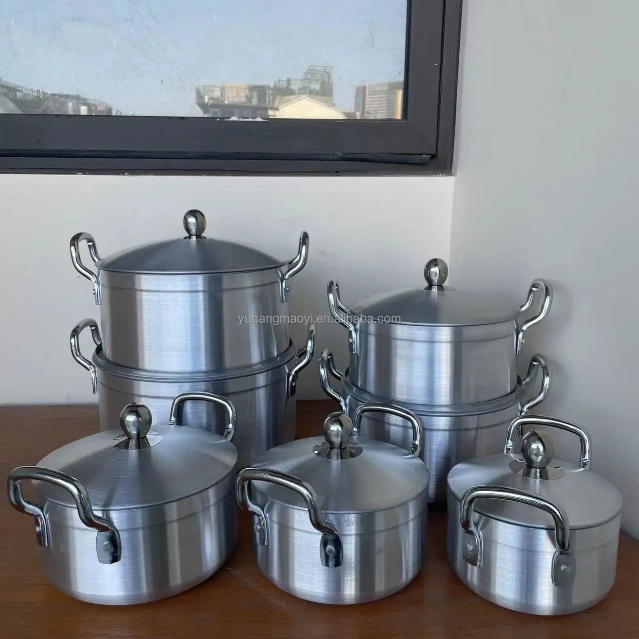 image-RTS Heavy Gauge Aluminum Soup Pot Cookware Set 6-Piece