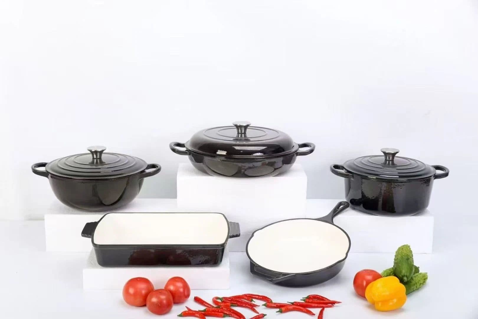 image-Cast Iron Enamel Cookware Set 5-Piece FCA0163