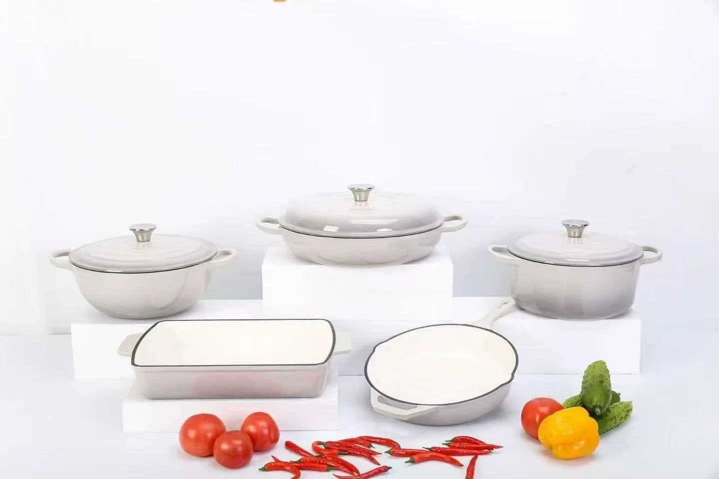 image-Cast Iron Enamel Cookware Set 5-Piece FCA0163