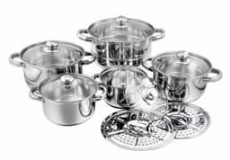 image-Stainless Steel Cookware Set 10-Piece with Glass Lids