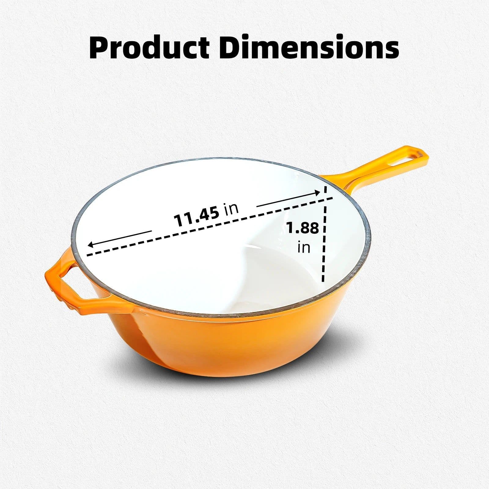 image-6.5QT Orange Cast Iron Dutch Oven with Lid