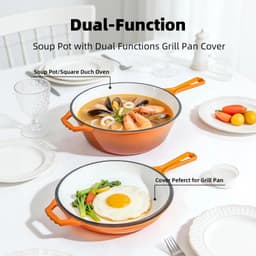 image-6.5QT Orange Cast Iron Dutch Oven with Lid