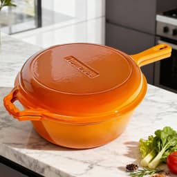 image-6.5QT Orange Cast Iron Dutch Oven with Lid
