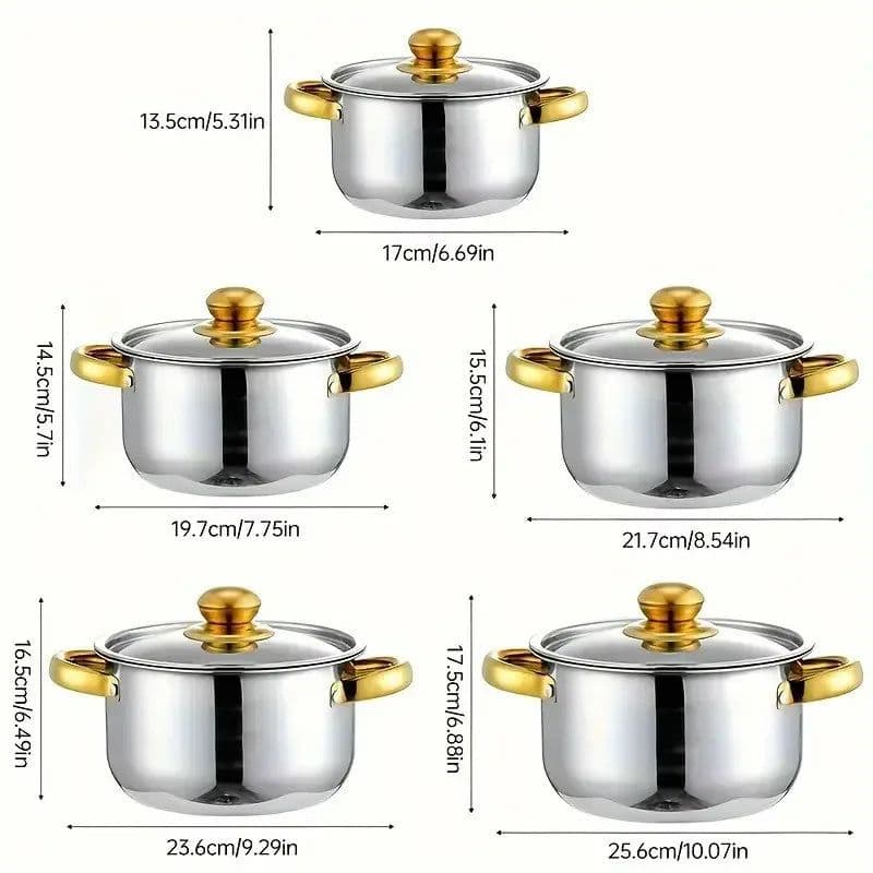 image-Belief 10pcs Stainless Steel Cookware Set QT986