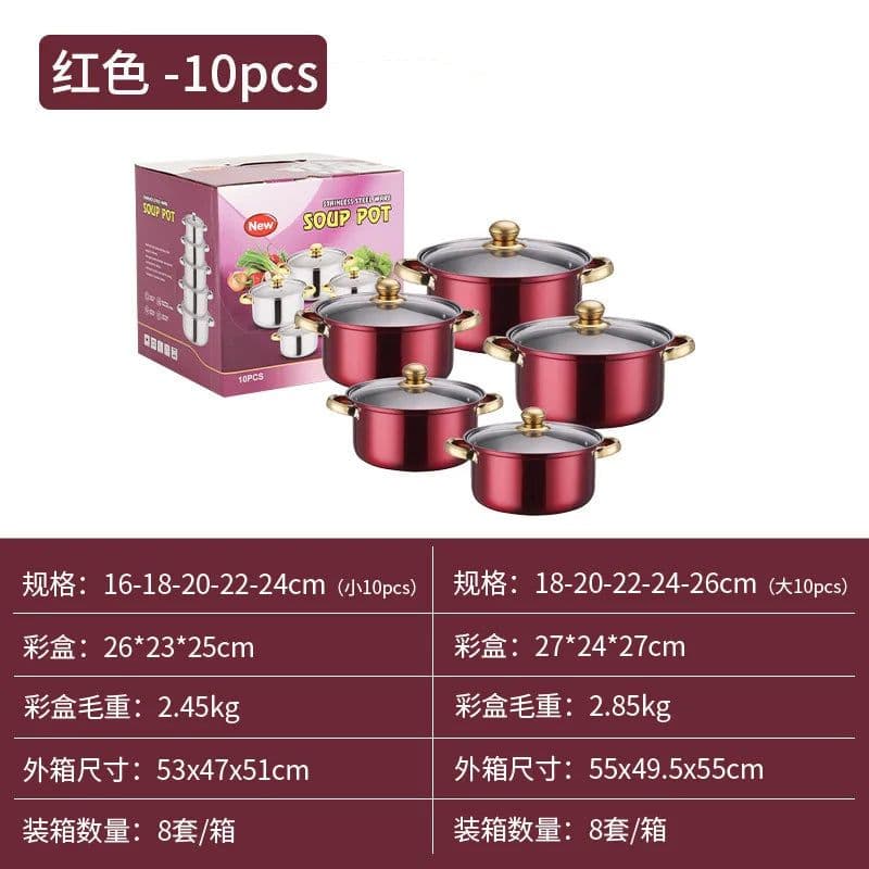 image-Belief 10pcs Stainless Steel Cookware Set QT986