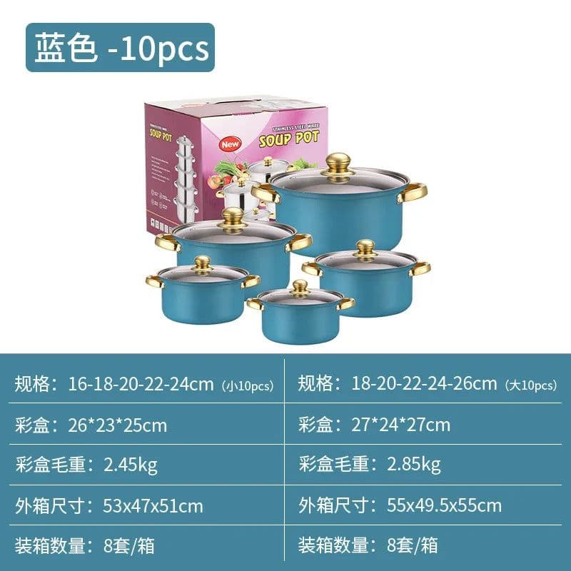 image-Belief 10pcs Stainless Steel Cookware Set QT986