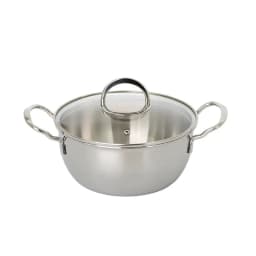 image-JVS 18/10 Stainless Steel 20cm Soup Stock Pot with Glass Lid