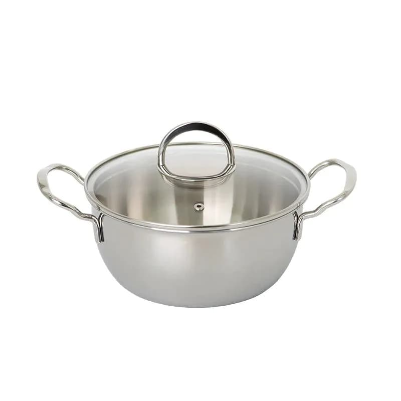 image-JVS 18/10 Stainless Steel 20cm Soup Stock Pot with Glass Lid