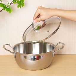 image-JVS 18/10 Stainless Steel 20cm Soup Stock Pot with Glass Lid