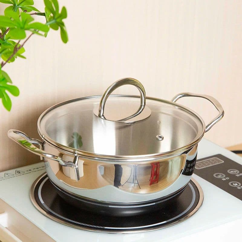 image-JVS 18/10 Stainless Steel 20cm Soup Stock Pot with Glass Lid