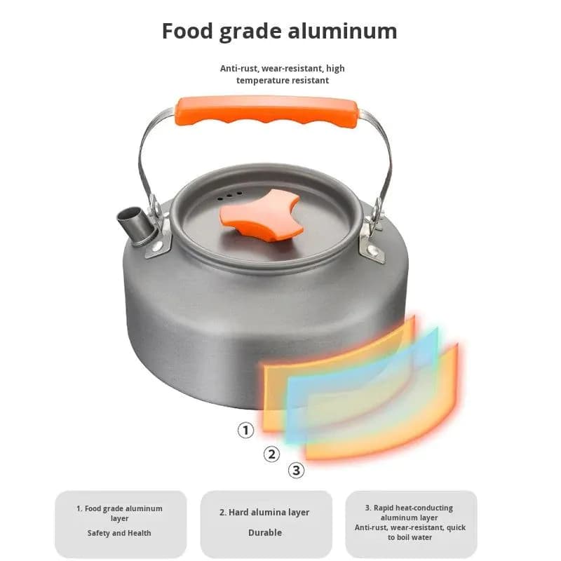 image-Anodized Aluminum Camping Kettle 1.6L - 6-12 Hours Heat Preservation