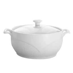 image-LOVFE High Quality Kitchen Cookware with Double Handle Classic Design Custom White Porcelain Soup Pot